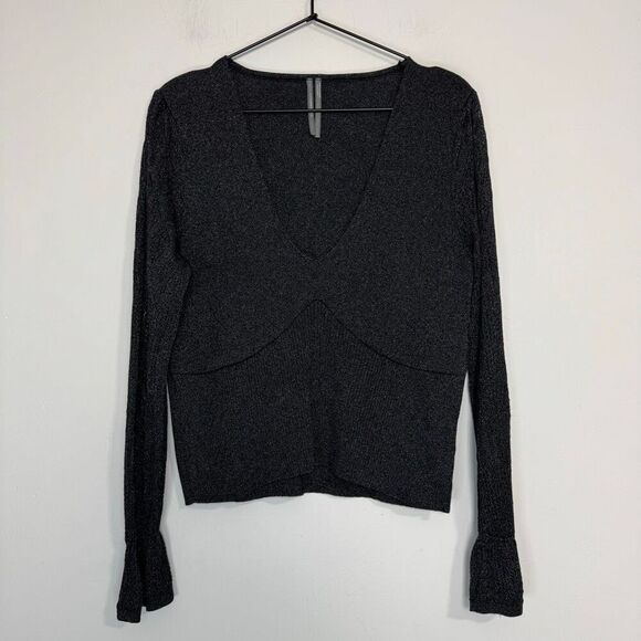 Anthropologie Woven Sleeve Two-Fer Sweater L - Picture 4 of 9